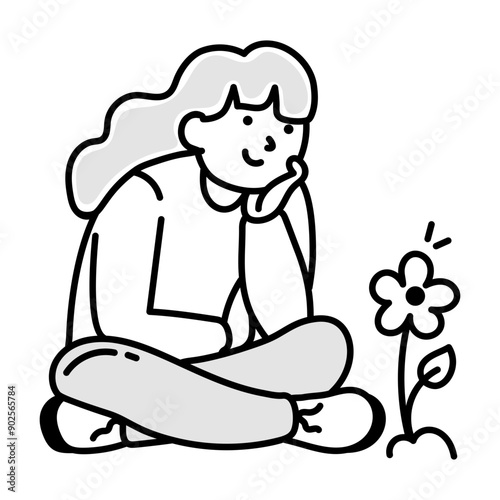 thinking, dreaming, imagining, daydreaming, cartoon, character, mascot, doodle, drawing, sketchy, icon, vector, 

