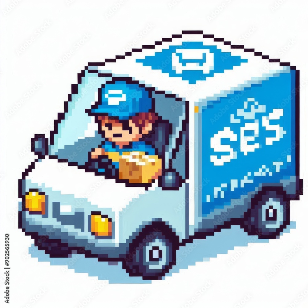 Obraz premium Delivery boy/ Pixel art