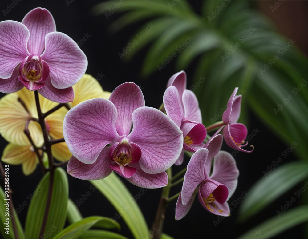 Obraz premium primer plano de unas orquideas rosas