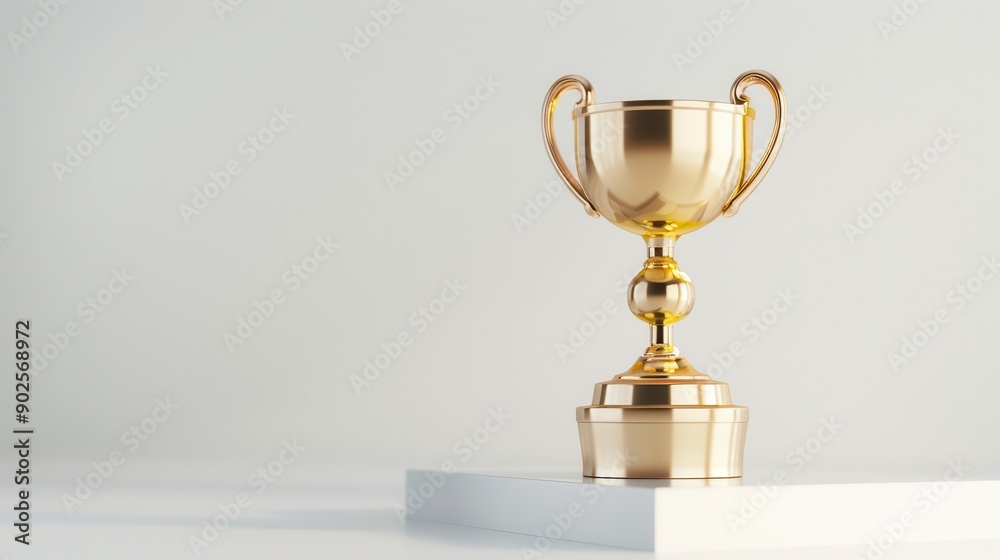 A shiny golden trophy standing on a white pedestal, symbolizing achievement and victory. Perfect for award-themed content. A shiny golden trophy standing on a white pedestal, symbolizing achievement and victory. Perfect for award-themed content.