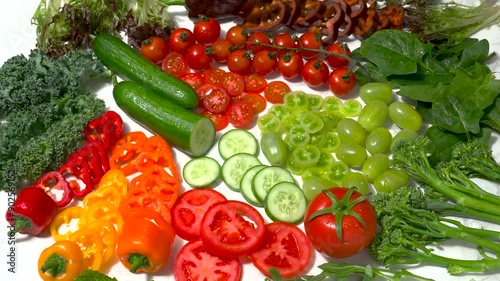 Vegetable varieties on white table with Lighting