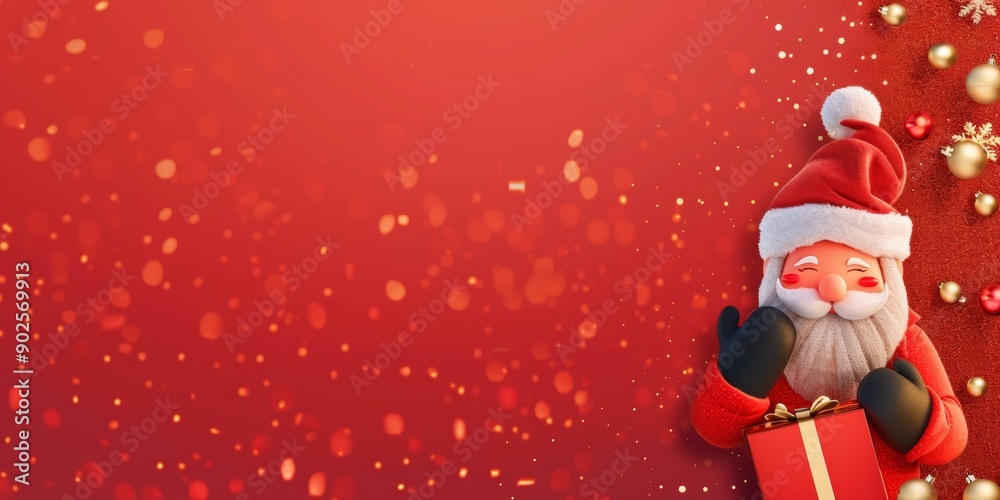 Christmas background advertising banner with Santa Claus toy Christmas background advertising banner with Santa Claus toy