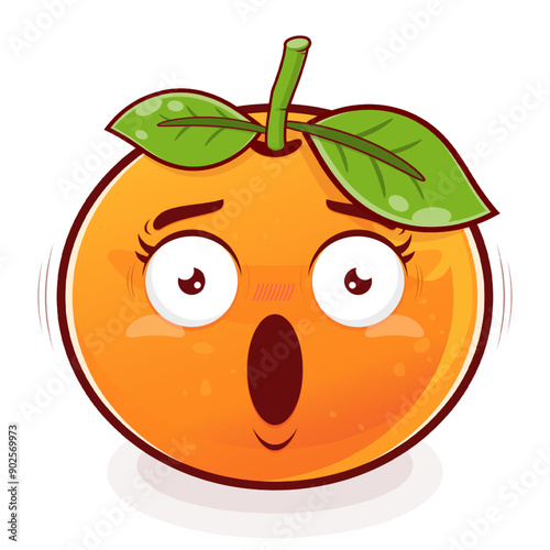 orange surprised face cartoon cute