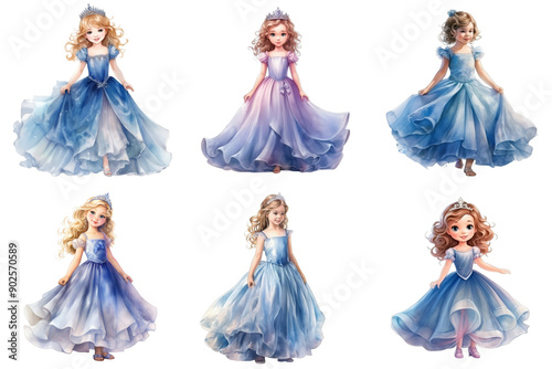 Six Young Girls Dressed as Princesses