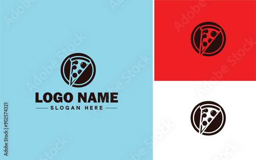 Pizza restaurant icon Pizzeria Pizza joint Pizza parlor flat logo sign symbol editable vector