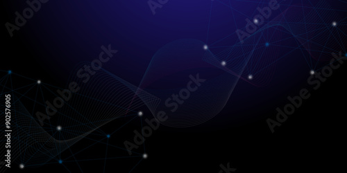 Vector connections of lines and dots. Minimal array with compounds lines and dots. Digital data visualization