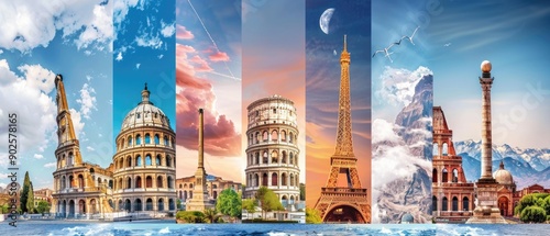 collage of 7 wonders of the world