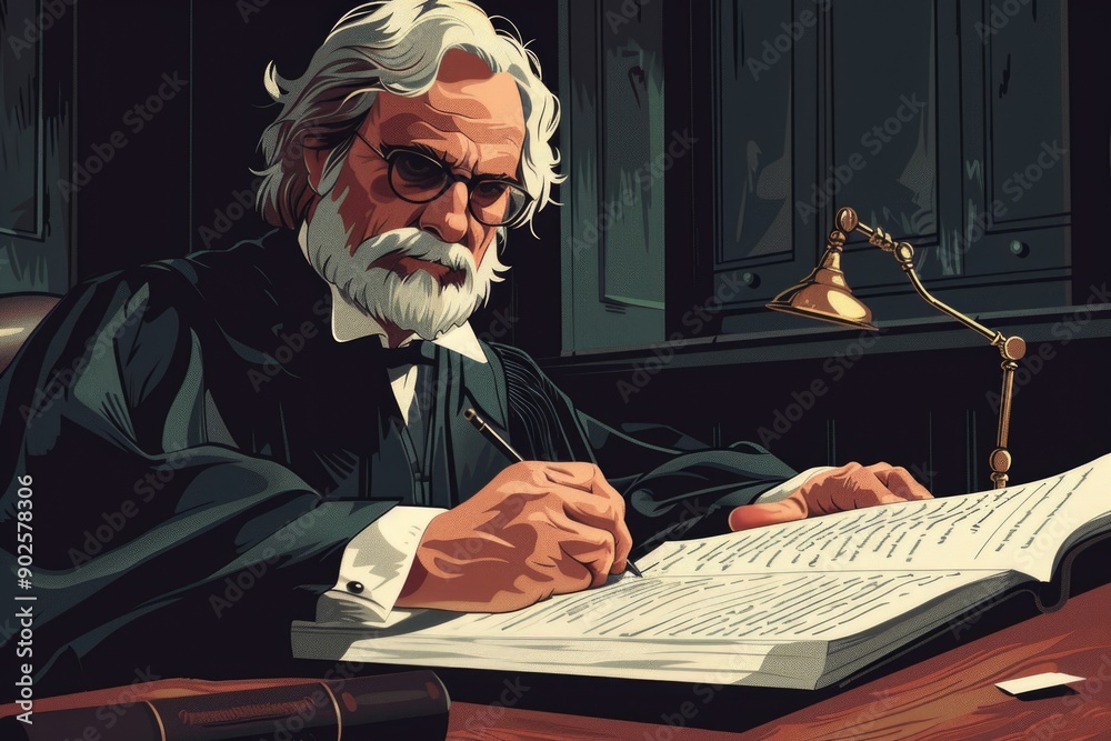 Obraz premium A Judge Contemplating in Chambers - Deliberating the Verdict in the Judicial Decision-Making Process