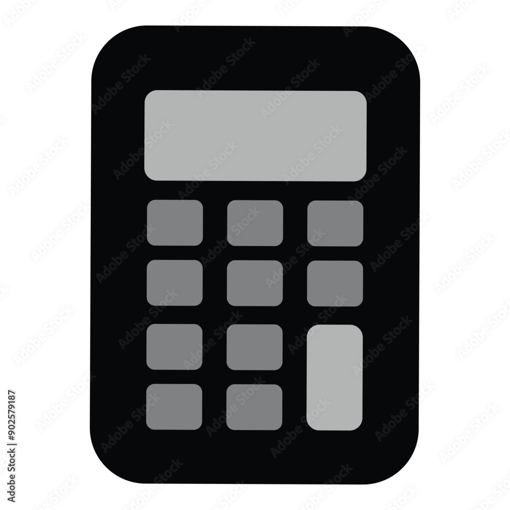 Calculator icon in grey scale isolated on white background. Calculator icon in grey scale isolated on white background.