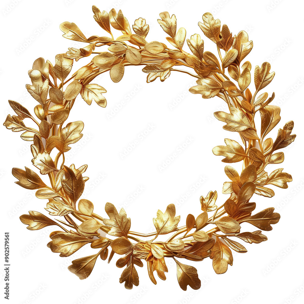 A golden laurel wreath on transparent background A golden laurel wreath on transparent background