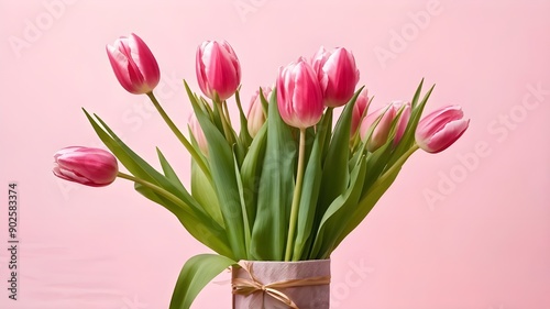 bouquet of pink tulips