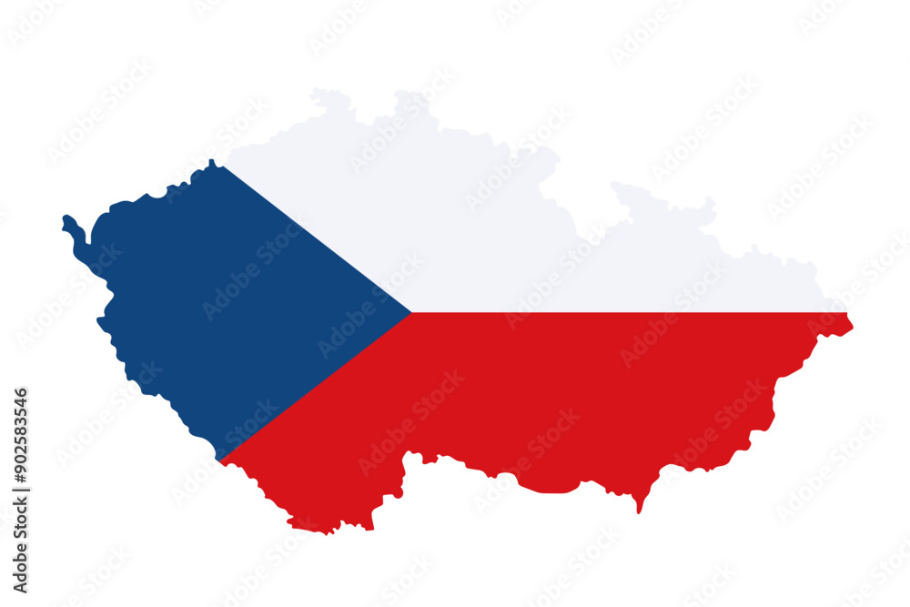 Czech Republic map of national flag colors isolated on white background. Country border, blank contour. Vector clipart for banner backdrop design, geographic, travel, czech events illustration. Czech Republic map of national flag colors isolated on white background. Country border, blank contour. Vector clipart for banner backdrop design, geographic, travel, czech events illustration.