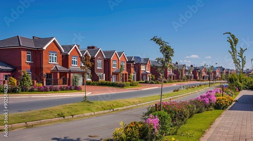 Newly constructed houses on a recently developed residential area