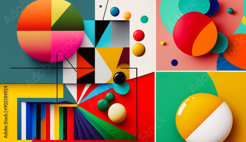 Bright and Bold Wallpaper. Geometric Art Concept