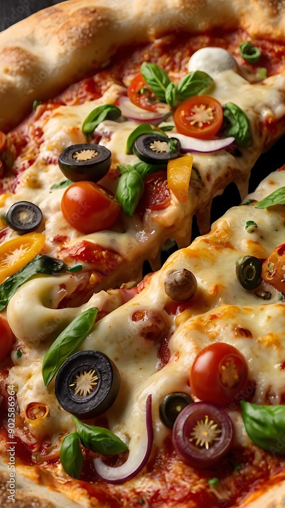Delicious pizza with cheese and ingredients Delicious pizza with cheese and ingredients