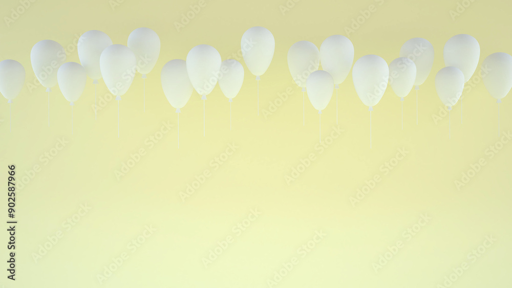 White balloon on yellow background White balloon on yellow background