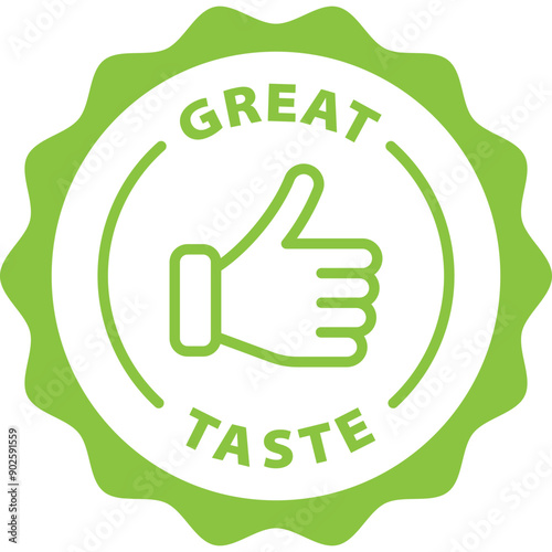 green great taste outline icon round rounded circle badge stamp label isolated on transparent background