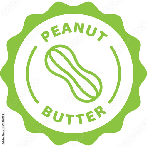 green peanut butter outline icon round rounded circle badge stamp label isolated on transparent background