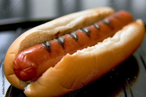 A perfectly grilled hot dog...
