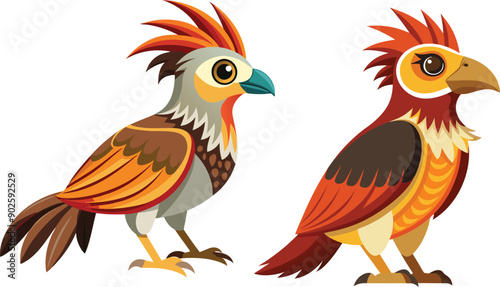 Flat vector image of beautiful bird of Burung Kakatua. Art & Illustration.