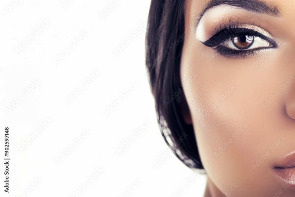 Fototapeta premium Captivating Close-up Of Tiana’s Expressive Eye With Dramatic Makeup Enhancing Beauty And Charm