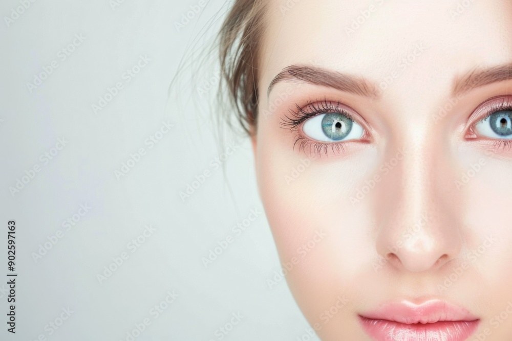 Fototapeta premium Captivating Portrait Of Tiana Displaying Radiant Blue Eyes Under Soft Natural Light