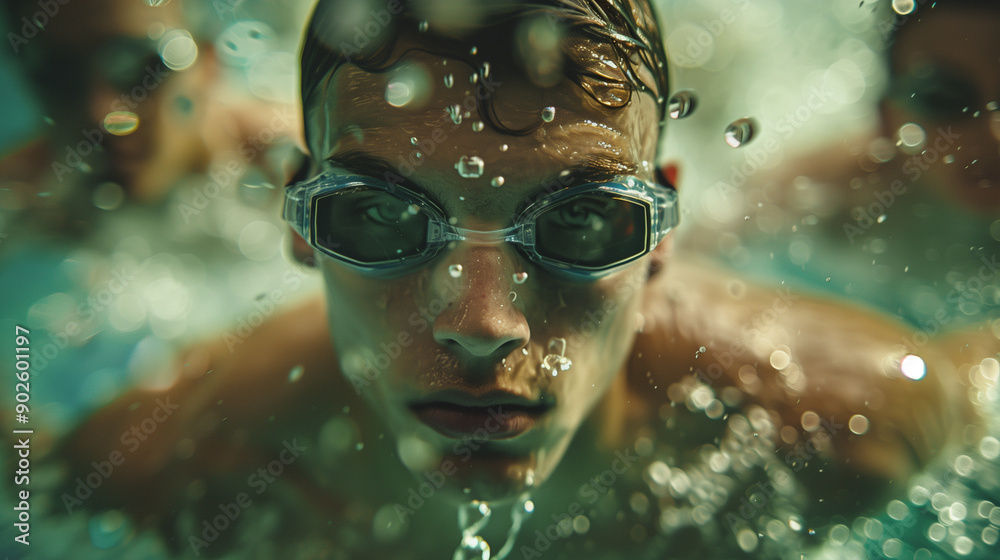shot of male swimmer competition shot of male swimmer competition