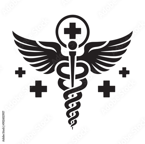 Caduceus Snake Medical Health Logo Symbol