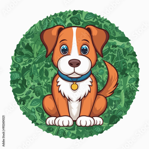 dog with green leaf