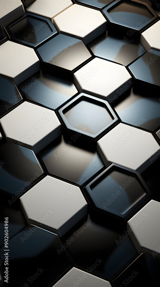 Digital black and white 3d honeycomb structure hexagonal graphic poster background Digital black and white 3d honeycomb structure hexagonal graphic poster background