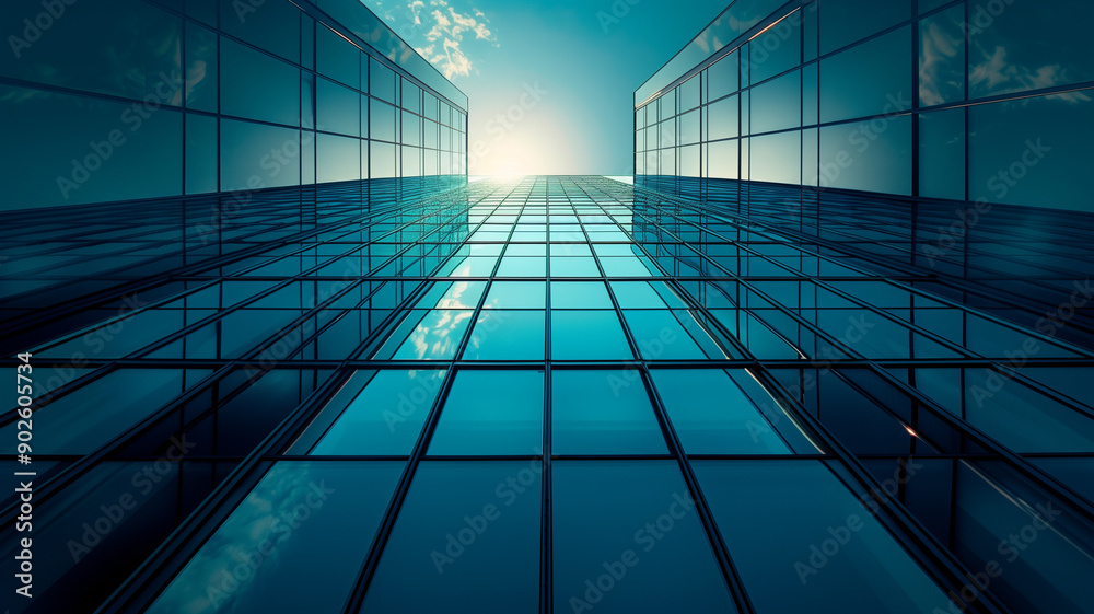 Glass Facade of a Modern Skyscraper Reaching for the Sky Glass Facade of a Modern Skyscraper Reaching for the Sky