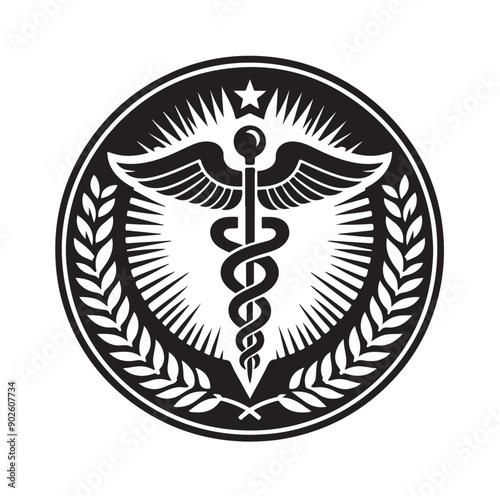 Caduceus Snake Medical Health Logo Symbol
