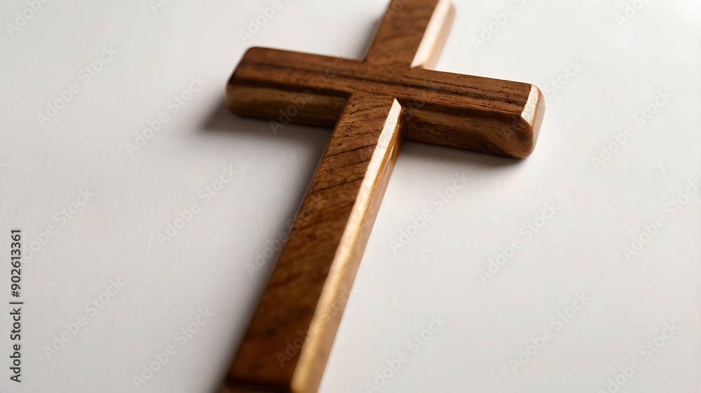 Wooden holy cross on solid white background, holy cross of Christianity, concept of god, religion, Jesus Christ and faith Wooden holy cross on solid white background, holy cross of Christianity, concept of god, religion, Jesus Christ and faith