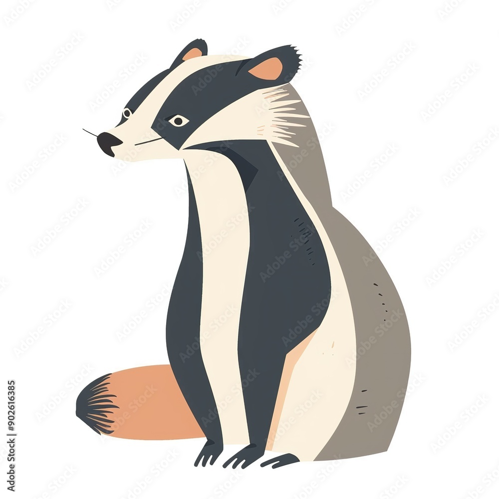 Badger Scandinavian Minimalism animal fashion cartoon isolated whitebackground 16:9 Badger Scandinavian Minimalism animal fashion cartoon isolated whitebackground 16:9