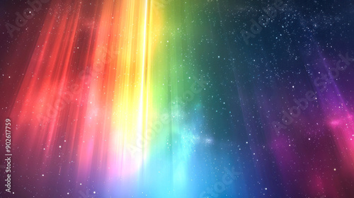 Vibrant auroral display with a rainbow of colors.