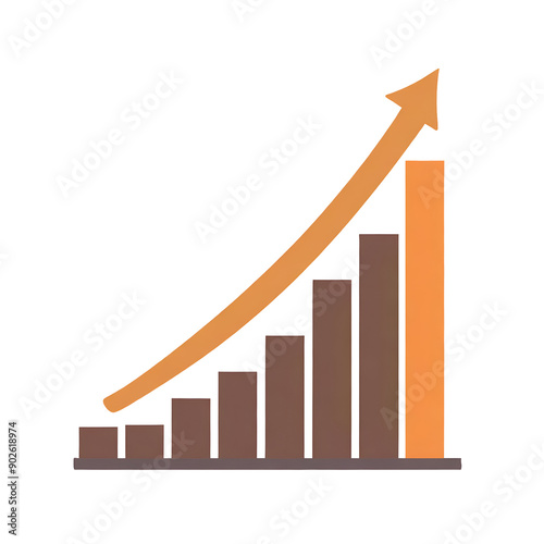 Free Download A modern graphic illustrating the concept of growth with ascending bars and a rising arrow, symbolizing progress and success. Isolated on transparent or white background. - GFXLoad