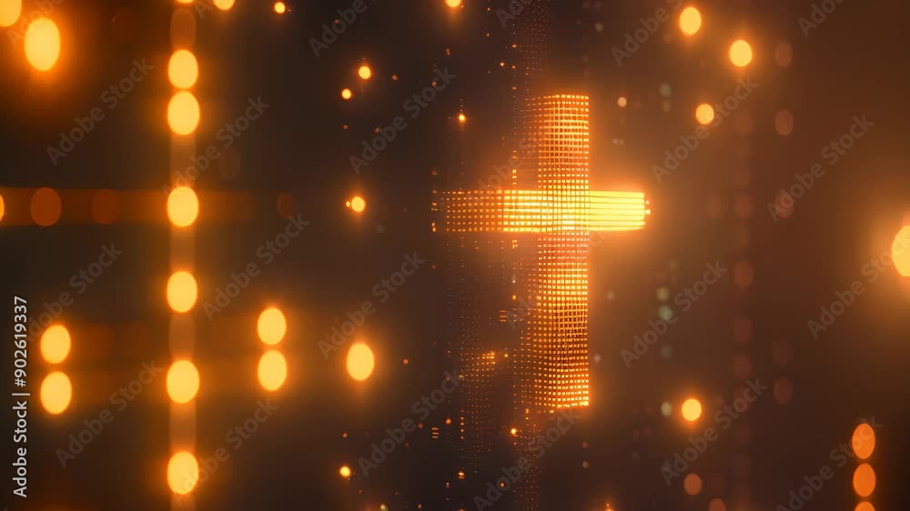Digital Christian cross god Jesus Christ technological background religion illustration modern computer internet religious shining glowing data science accessible Bible spiritual cyberspace