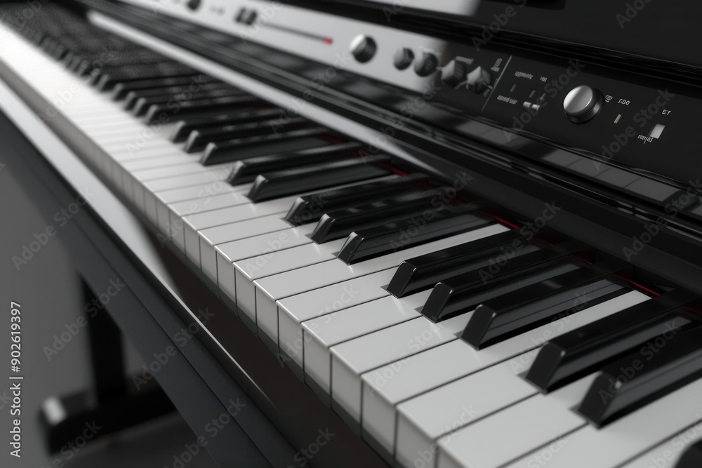 Modern electronic music. The electric piano produces sound electronically concept Modern electronic music. The electric piano produces sound electronically concept