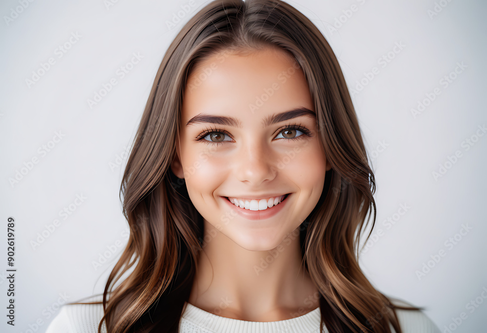 portrait smiling girl standing white background high resolution high details vibrant portrait smiling girl standing white background high resolution high details vibrant
