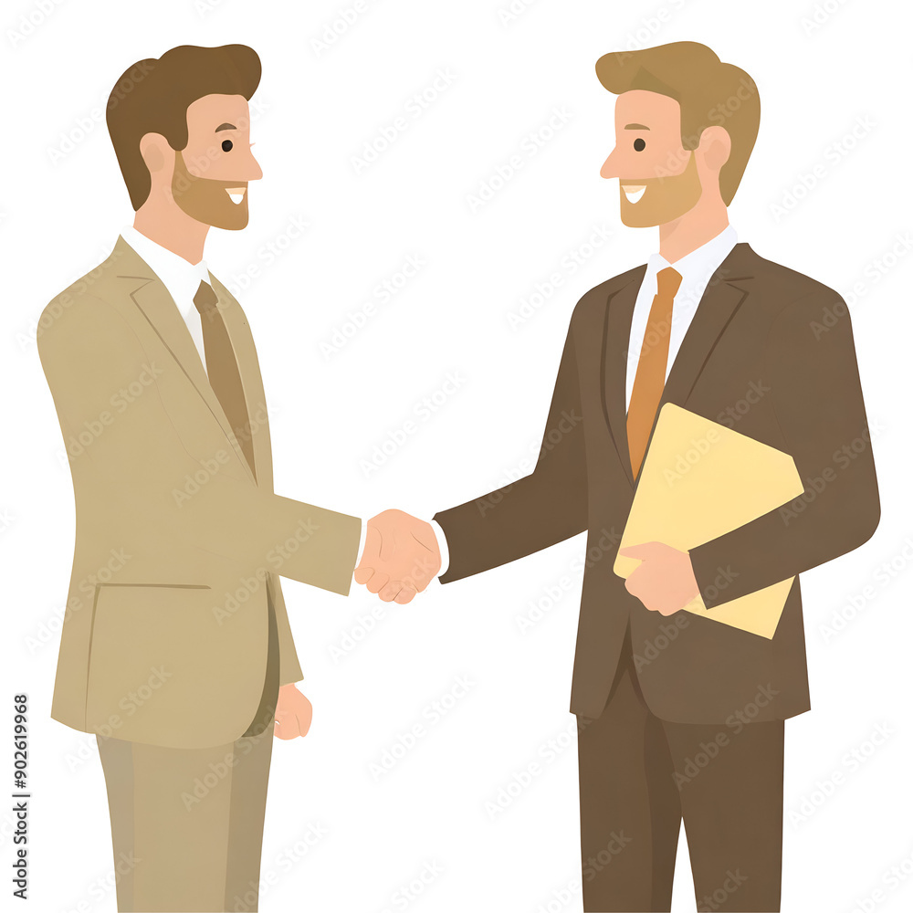 Two businessmen shaking hands, symbolizing partnership and agreement in a professional setting.