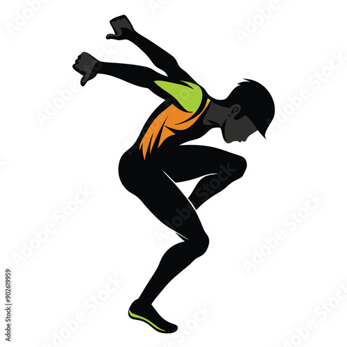 a man jumping positon vector silhouette, isolated white background 