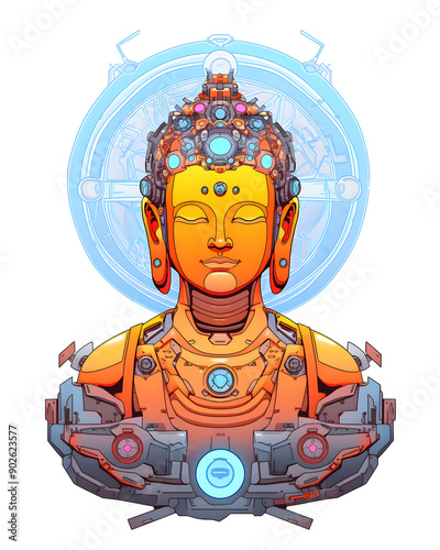 The Eightfold Path Buddhism mechanical cyborg sticker photo