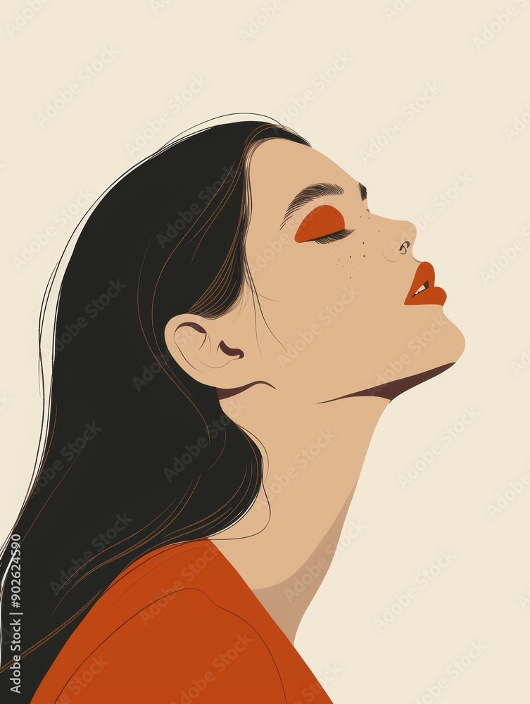 Empowered Woman with Nose Ring on Simple Background Generative AI Empowered Woman with Nose Ring on Simple Background Generative AI