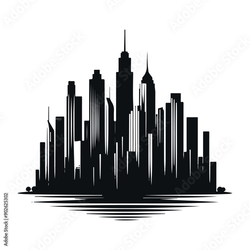 Urban City Building Silhouette Graphic Illustration