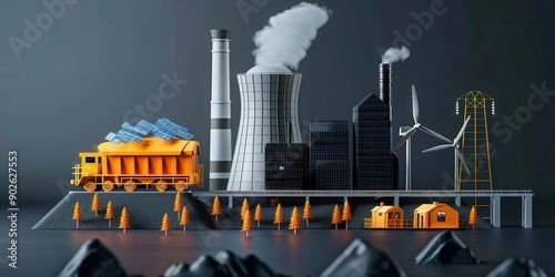 Non-Renewable Energy Sources. Illustration of coal and other non-renewable energy sources photo