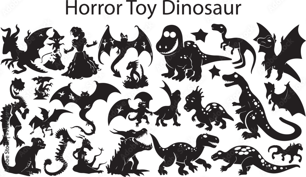 Abstract Silhouette Horror Toy Dinosaur Vector Graphics Pack Abstract Silhouette Horror Toy Dinosaur Vector Graphics Pack