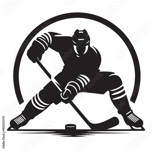 Ice hockey player and equipment icon Vector illustration