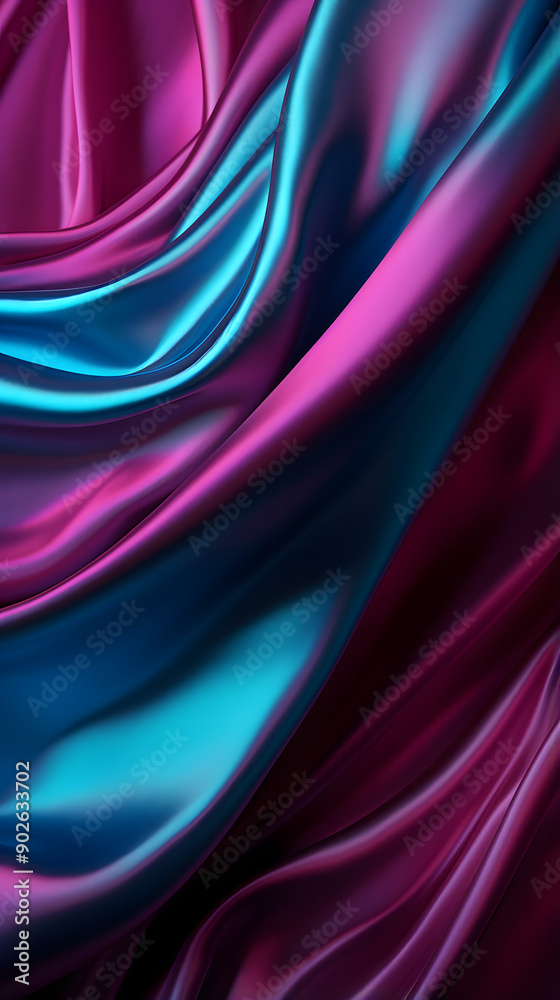 Digital holographic dark cyan and magenta wrinkled aluminum foil abstract graphic poster background