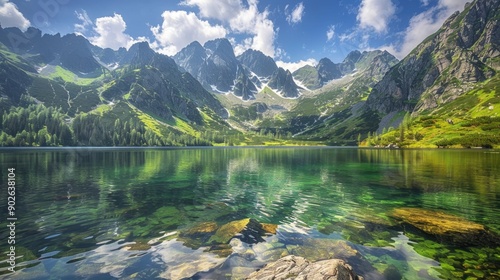 Fototapeta Naklejka Na Ścianę i Meble -  Beautiful scenery of Tatra mountains and lake in Poland