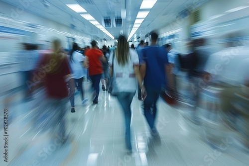 Busy Fast-Paced Crowded Overcrowded Hospital Emergency Room Hall Corridor Waiting Room Time lapse